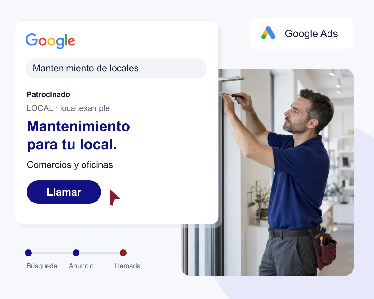 Composición de un anuncio de mantenimiento en una búsqueda de Google.