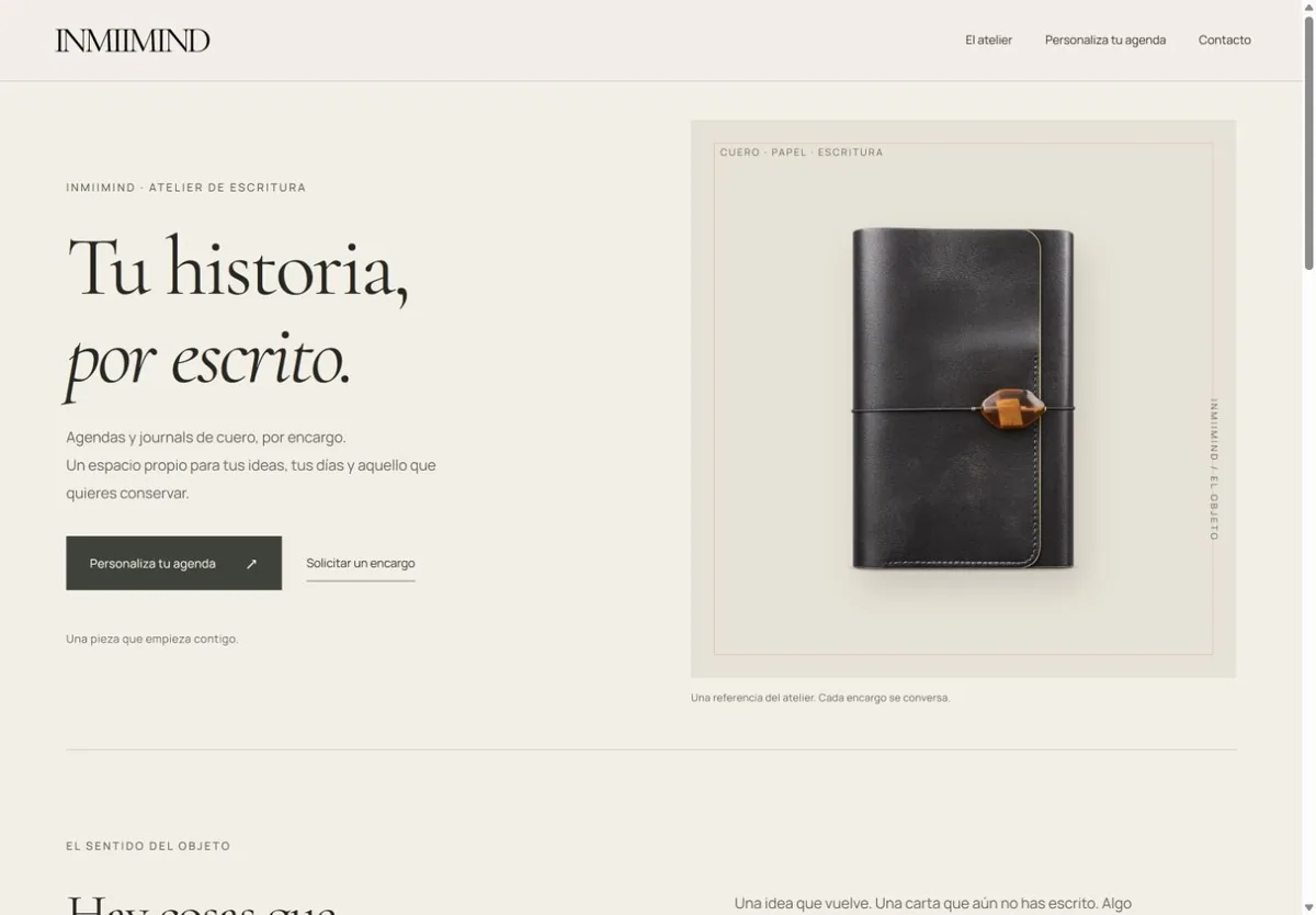 Diseño de Inmiimind: una marca de producto artesanal.